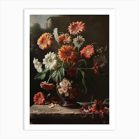 Baroque Floral Still Life Gerbera Daisy 4 Art Print