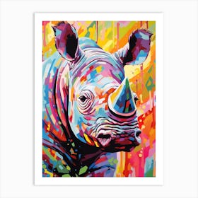 Rhino In The Wild Pop Art Retro 1 Art Print