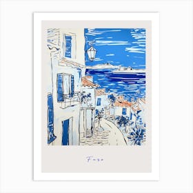 Faro Portugal 2 Mediterranean Blue Drawing Poster Art Print