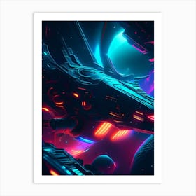 Hydra Neon Nights Space Art Print
