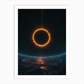 Fire moon space Art Print