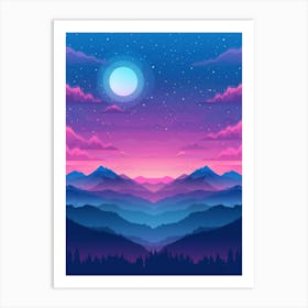 Mountain Landscape At Night Art Print