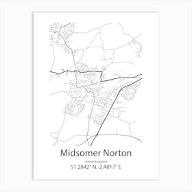 Midsomer Norton,United Kingdom Minimalist Map Art Print