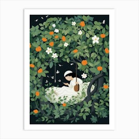 Girl In An Orange Tree 1 Art Print