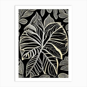 Lemon Leaf Linocut 1 Art Print