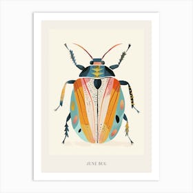 Colourful Insect Illustration June Bug 18 Poster Art Print