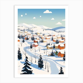 Retro Winter Illustration Kiruna Sweden 3 Art Print