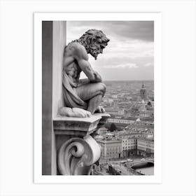 Gargoyle In Vatican City  B&W 2 Art Print