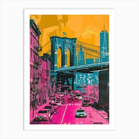 Brooklyn New York Colourful Silkscreen Illustration 4 Art Print