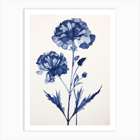 Blue Botanical Carnation 3 Art Print