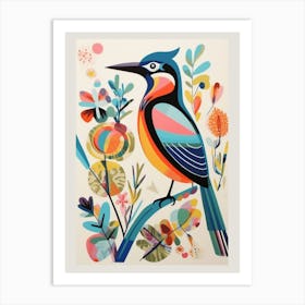 Colourful Scandi Bird Lark 3 Art Print