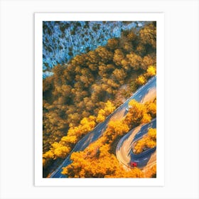 Aerial View Of Mountain Road In Autumn Art Print