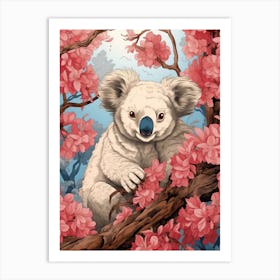 Koala Animal Drawing In The Style Of Ukiyo E 2 Art Print