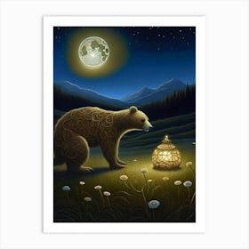 Bear At Night Art Print