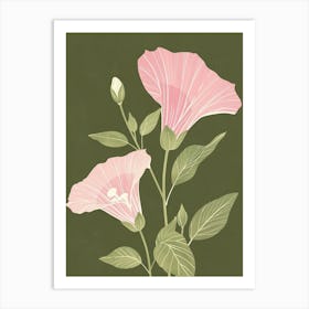 Pink & Green Hollyhock Art Print
