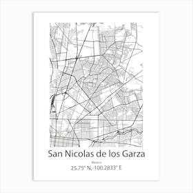 San Nicolas Buenos Aires,Mexico Minimalist Map Art Print