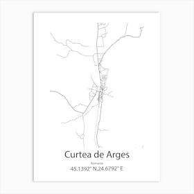 Curtea De Arges,Romania Minimalist Map Art Print