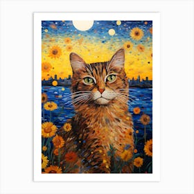 Cat In Sunflowers 2 Art Print