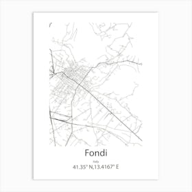 Fondi,Italy Minimalist Map Art Print