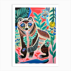 Maximalist Animal Painting Raccoon 5 Art Print
