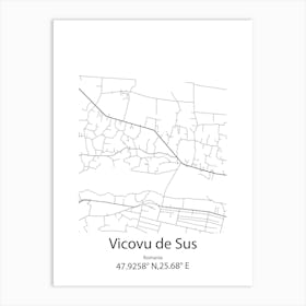 Vicovu De Sus,Romania Minimalist Map Art Print