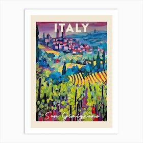 San Gimignano Italy 1 Fauvist Painting Travel Poster Art Print
