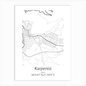 Karpenisi,Greece Minimalist Map Art Print