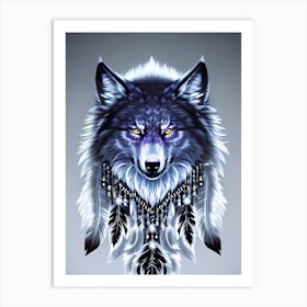 Wolf With Feathers Art Print