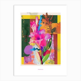 Gladiolus 3 Neon Flower Collage Poster Art Print