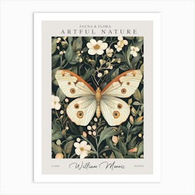 William Morris Butterfly Orange And White Flowers Exhibition Art Print