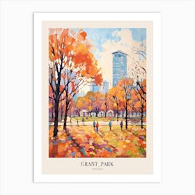 Autumn City Park Painting Grant Park Chicago United States Poster Art Print