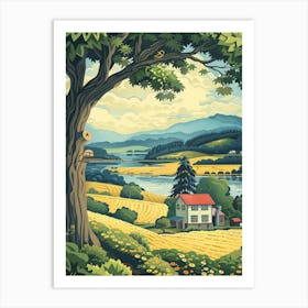 Farm By The River Art Print