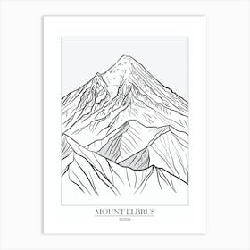 Mount Elbrus Russia Line Drawing 5 Poster Art Print