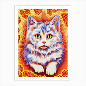 Louis Wain Kaleidoscope Psychedelic Cat 13 Art Print