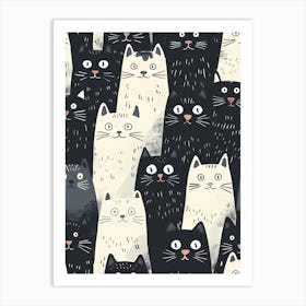 Perfectly Repeatable Artwork With Cute Cat Faces 29 Art Print