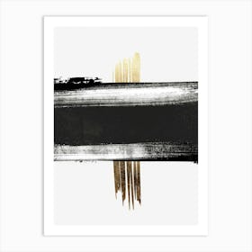 Black And Gold Brushstrokes 6 Art Print