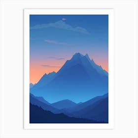 Misty Mountains Vertical Composition In Blue Tone 185 Art Print