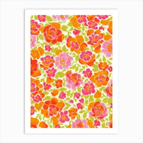 Camellia Floral Print Retro Pattern 2 Flower Art Print