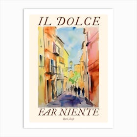 Il Dolce Far Niente Bari, Italy Watercolour Streets 4 Poster Art Print