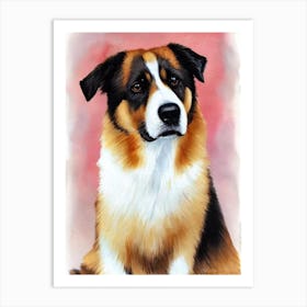 Norwegian Buhund Watercolour Dog Art Print