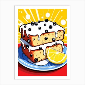 Cartoon Lemon Drizzle Pop Art Cake Art Print