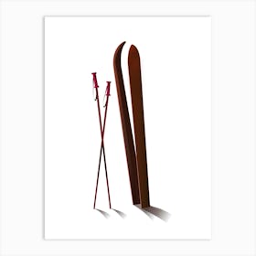 Skis And Poles Art Print