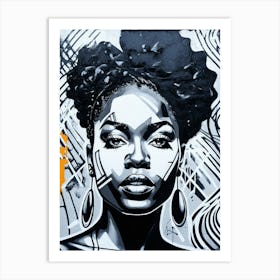 Graffiti Mural Of Beautiful Black Woman 226 Art Print