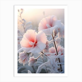 Frosty Botanical Hibiscus 1 Art Print
