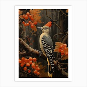 Dark And Moody Botanical Woodpecker 1 Art Print