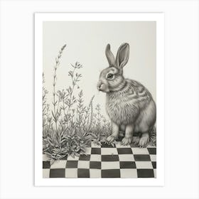 Checkered Giant Rabbit Drawing 3 Art Print