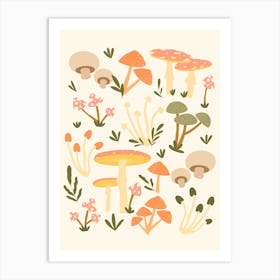 Mushrooms Pastels Art Print