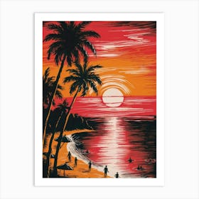 Sunset At The Beach Art Print