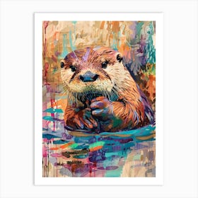 Otter Colourful Watercolour 4 Art Print