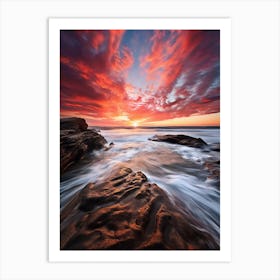 Sunset At The Beach y Art Print